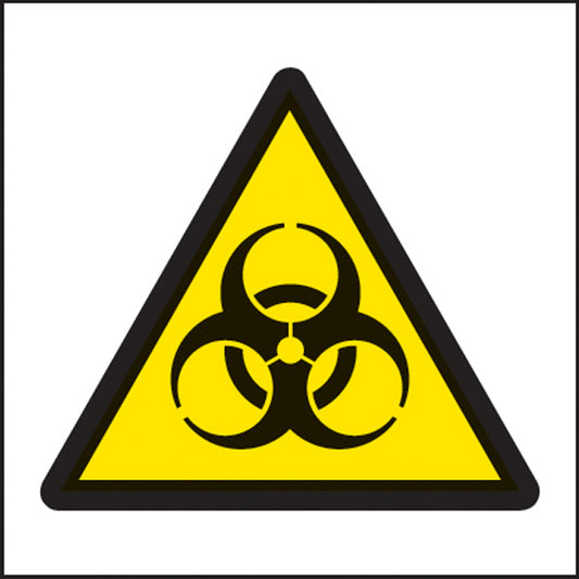 Self adhesive vinyl labels with the biological hazard symbol, for clearly indicating a biological hazard is present