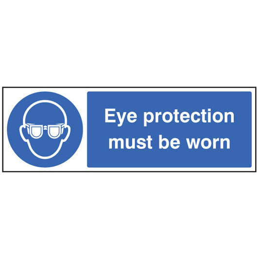 Eye protection must be worn sign to remind viewers that eye PPE is required before entering the area